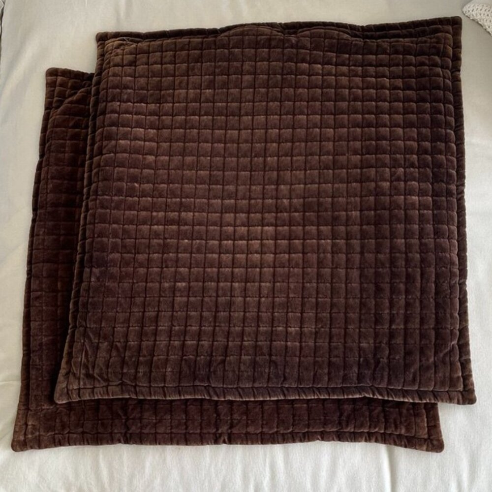 Crate & Barrel Euro Sham Plaza Cocoa Velvet Set of 2